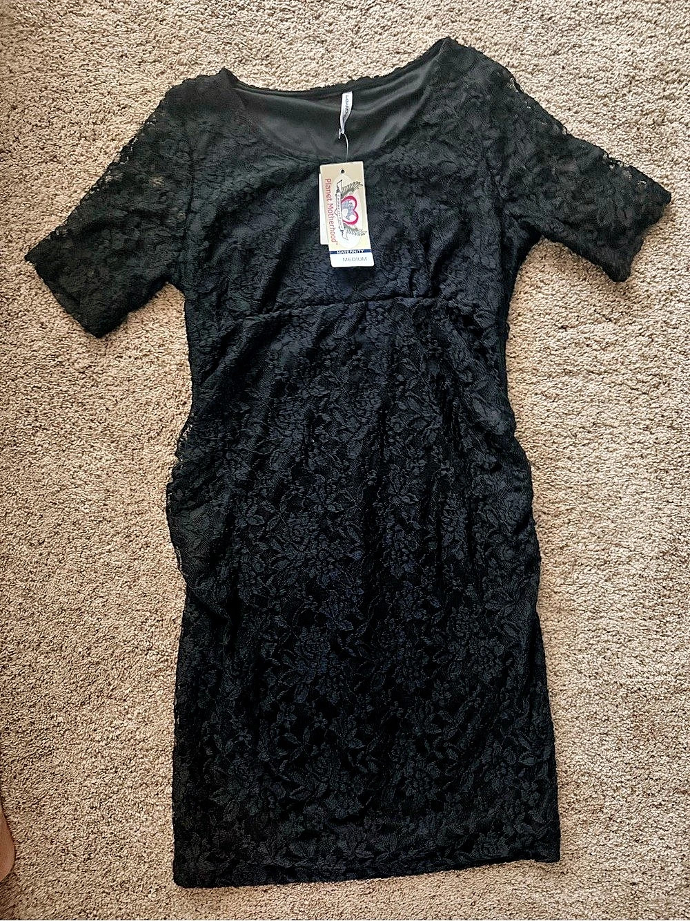 Planet Motherhood Black Lace Maternity Dress size M